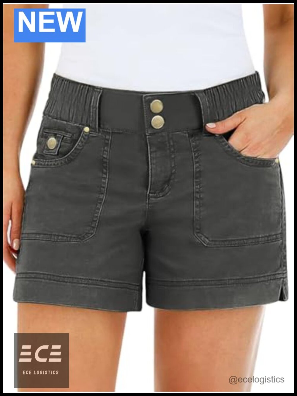 Mid Waist Split Side Flap Pocket Casual Shorts